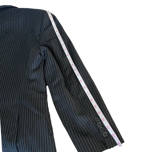 Hugo Boss 42R 100% Wool Sport COAT + VEST Blazer Jacket Striped 3Button Black - Picture 9 of 12